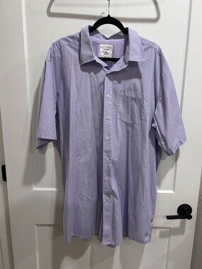 L.L.Bean Men’s XXL Tall Lavender Short Sleeve Button Down Shirt 100% Cotton